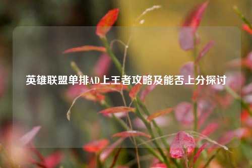 英雄联盟单排AD上王者攻略及能否上分探讨