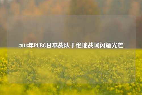 2018年PUBG日本战队于绝地战场闪耀光芒