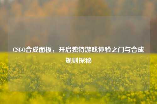 CSGO合成面板,开启独特游戏体验之门与合成规则探秘