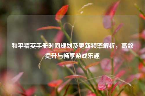 和平精英手册时间规划及更新频率解析，高效提升与畅享游戏乐趣