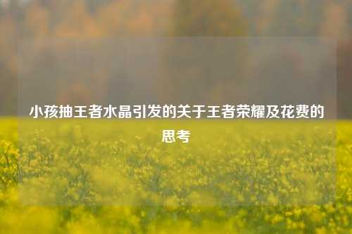 小孩抽王者水晶引发的关于王者荣耀及花费的思考