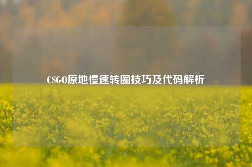 CSGO原地慢速转圈技巧及代码解析