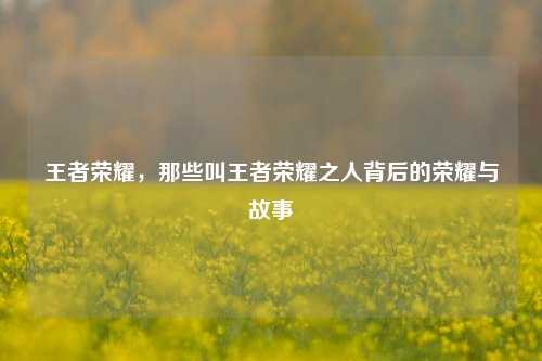 王者荣耀，那些叫王者荣耀之人背后的荣耀与故事