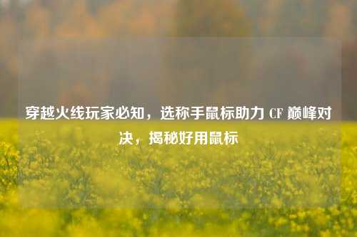 穿越火线玩家必知，选称手鼠标助力 CF 巅峰对决，揭秘好用鼠标