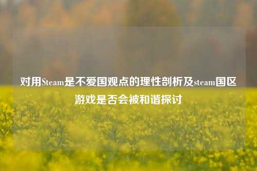 对用Steam是不爱国观点的理性剖析及steam国区游戏是否会被和谐探讨