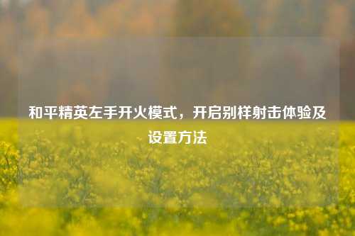 和平精英左手开火模式，开启别样射击体验及设置方法