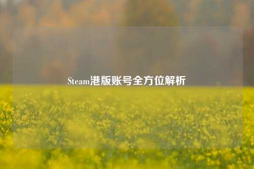 Steam港版账号全方位解析
