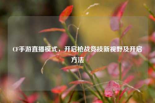 CF手游直播模式，开启枪战竞技新视野及开启方法