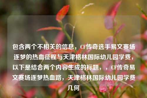 包含两个不相关的信息，CF传奇选手易文赛场逐梦的热血征程与天津格林国际幼儿园学费，以下是结合两个内容生成的标题，，CF传奇易文赛场逐梦热血路，天津格林国际幼儿园学费几何