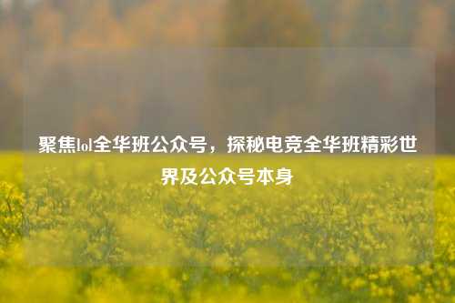 聚焦lol全华班公众号，探秘电竞全华班精彩世界及公众号本身