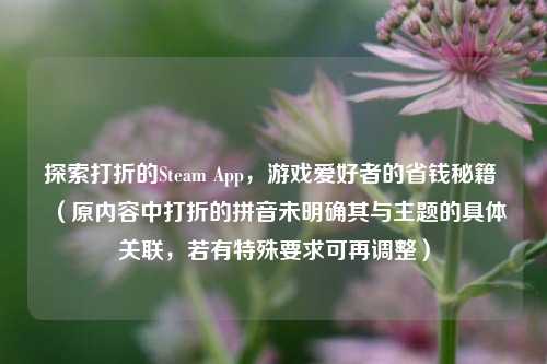 探索打折的Steam App,游戏爱好者的省钱秘籍 (原内容中打折的拼音未明确其与主题的具体关联,若有特殊要求可再调整)