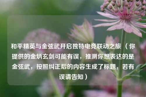 和平精英与金弦武开启独特电竞联动之旅 (你提供的金炳玄剑可能有误,推测你想表达的是金弦武,按照纠正后的内容生成了标题,若有误请告知)