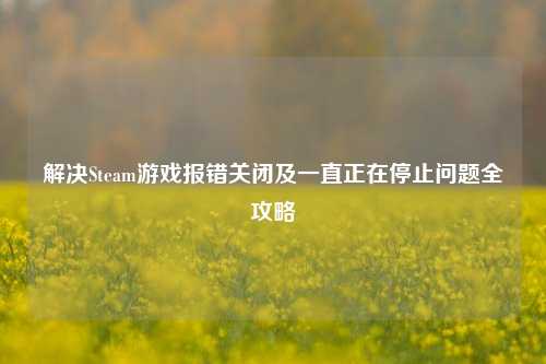 解决Steam游戏报错关闭及一直正在停止问题全攻略