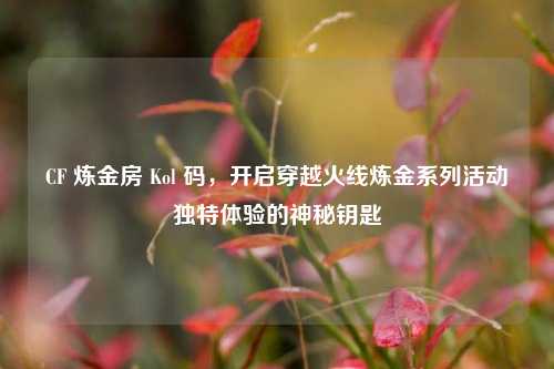 CF 炼金房 Kol 码,开启穿越火线炼金系列活动独特体验的神秘钥匙