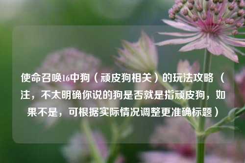 使命召唤16中狗（顽皮狗相关）的玩法攻略 （注，不太明确你说的狗是否就是指顽皮狗，如果不是，可根据实际情况调整更准确标题）