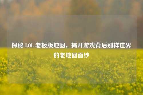 探秘 LOL 老板版地图,揭开游戏背后别样世界的老地图面纱