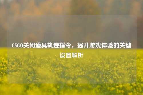 CSGO关闭道具轨迹指令，提升游戏体验的关键设置解析