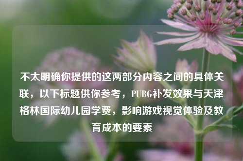 不太明确你提供的这两部分内容之间的具体关联，以下标题供你参考，PUBG补发效果与天津格林国际幼儿园学费，影响游戏视觉体验及教育成本的要素