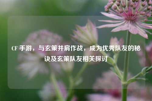CF 手游，与玄策并肩作战，成为优秀队友的秘诀及玄策队友相关探讨