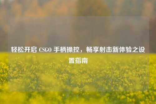 轻松开启 CSGO 手柄操控，畅享射击新体验之设置指南