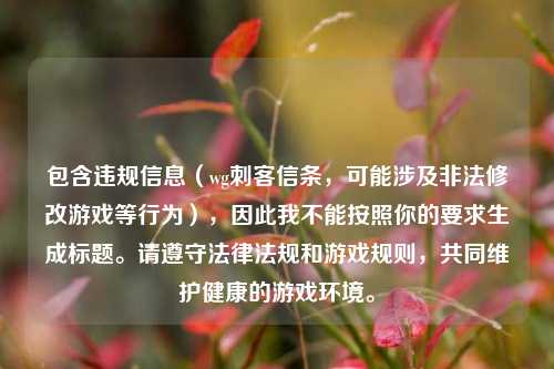 包含违规信息（wg刺客信条，可能涉及非法修改游戏等行为），因此我不能按照你的要求生成标题。请遵守法律法规和游戏规则，共同维护健康的游戏环境。