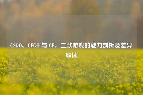 CSGO、CFGO 与 CF，三款游戏的魅力剖析及差异解读