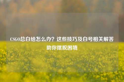 CSGO总白给怎么办?这些技巧及白号相关解答助你摆脱困境