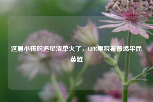 这届小孩的追星清单火了,CFR里藏着最燃平民英雄