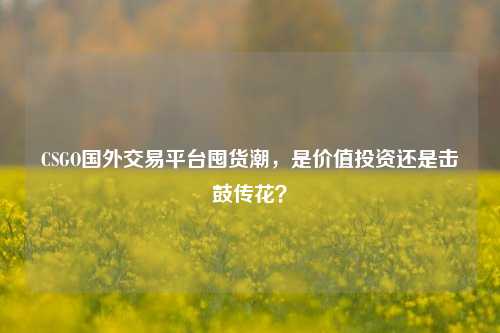 CSGO国外交易平台囤货潮，是价值投资还是击鼓传花？