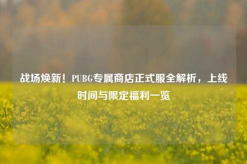战场焕新！PUBG专属商店正式服全解析，上线时间与限定福利一览