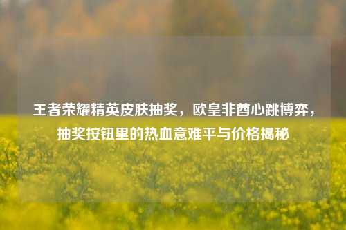 王者荣耀精英皮肤抽奖，欧皇非酋心跳博弈，抽奖按钮里的热血意难平与价格揭秘