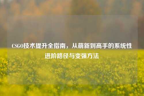 CSGO技术提升全指南，从萌新到高手的系统性进阶路径与变强方法