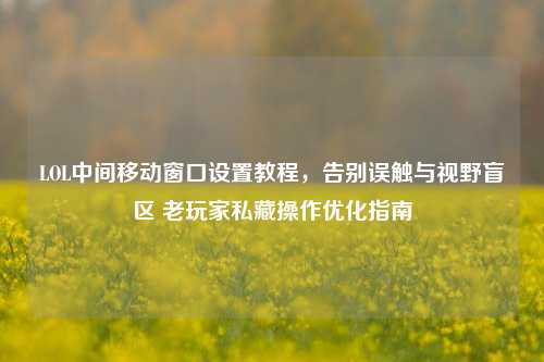 LOL中间移动窗口设置教程，告别误触与视野盲区 老玩家私藏操作优化指南
