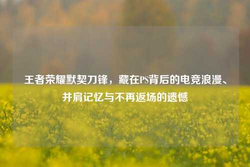 王者荣耀默契刀锋,藏在PS背后的电竞浪漫、并肩记忆与不再返场的遗憾