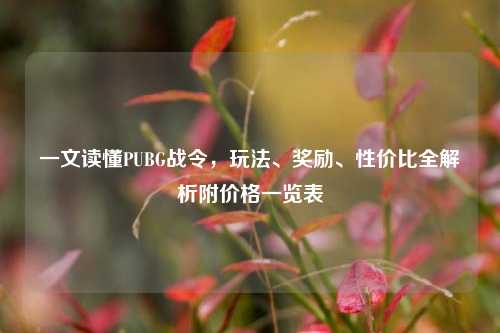 一文读懂PUBG战令，玩法、奖励、性价比全解析附价格一览表