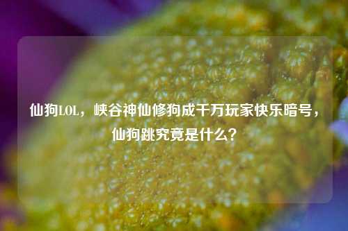 仙狗LOL,峡谷神仙修狗成千万玩家快乐暗号,仙狗跳究竟是什么?