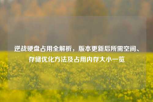 逆战硬盘占用全解析,版本更新后所需空间、存储优化方法及占用内存大小一览