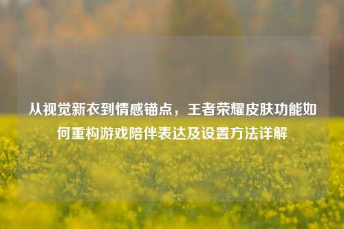 从视觉新衣到情感锚点,王者荣耀皮肤功能如何重构游戏陪伴表达及设置方法详解