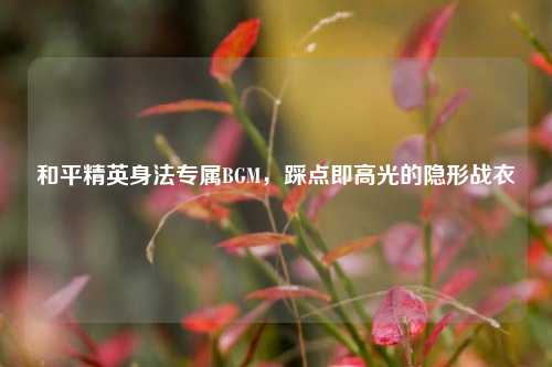 和平精英身法专属BGM，踩点即高光的隐形战衣