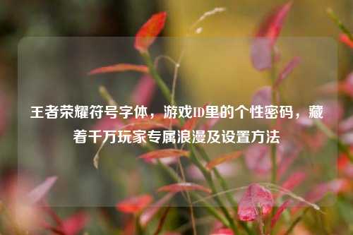 王者荣耀符号字体，游戏ID里的个性密码，藏着千万玩家专属浪漫及设置方法