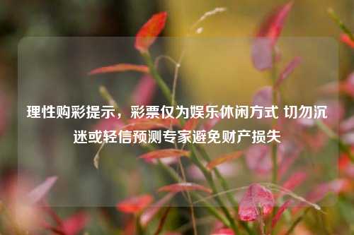 理性购彩提示,彩票仅为娱乐休闲方式 切勿沉迷或轻信预测专家避免财产损失