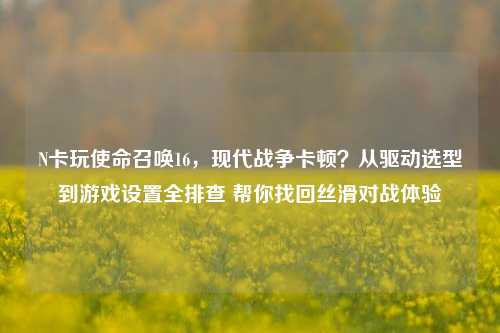 N卡玩使命召唤16,现代战争卡顿?从驱动选型到游戏设置全排查 帮你找回丝滑对战体验