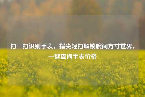 扫一扫识别手表，指尖轻扫解锁腕间方寸世界，一键查询手表价格