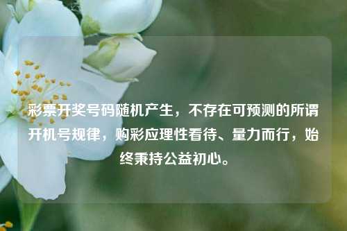 彩票开奖号码随机产生,不存在可预测的所谓开机号规律,购彩应理性看待、量力而行,始终秉持公益初心。