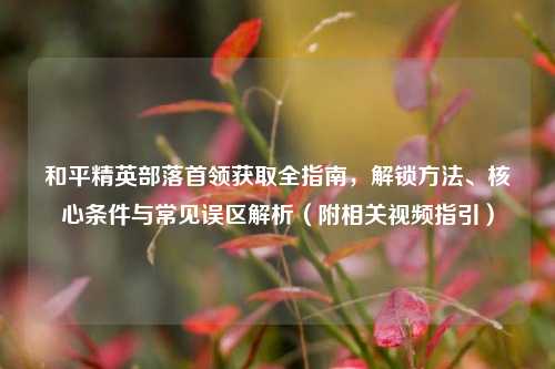 和平精英部落首领获取全指南，解锁方法、核心条件与常见误区解析（附相关视频指引）
